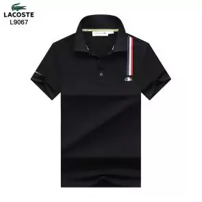 lacoste t-shirt big logo design left flag 2022 black